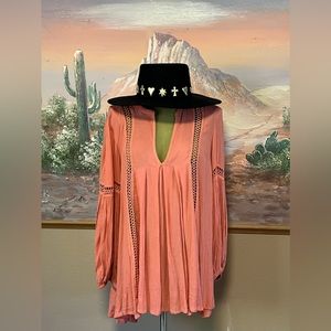 FREE PEOPLE CORAL TUNIC S OVERSIZED FIT